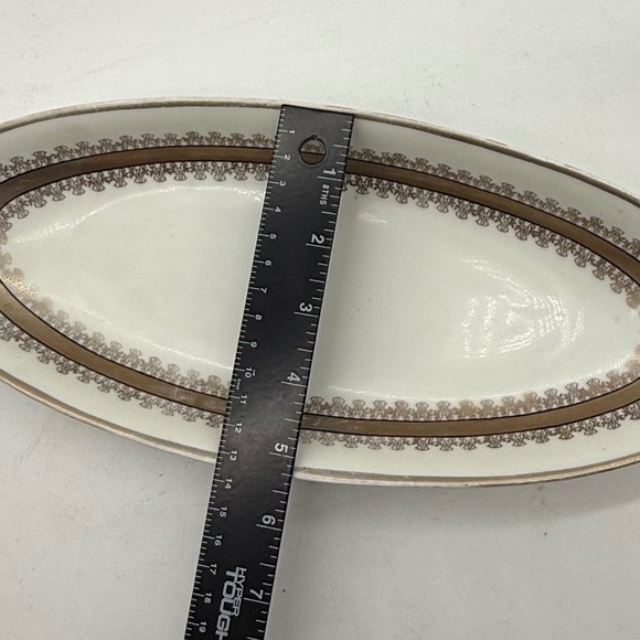 PV Vessra Germany Porcelain Oval Serving Bread Dish Gold Trim Handles art deco - Picture 5 of 9
